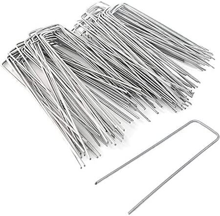 LZYMSZ 200 Pcs 6 Inches Galvanized Garden Landscape Sod Staples/Stakes, U-Shaped Garden Pegs for Securing Weed Barrier Fabric, Fence, Hoses, Lawn Drippers